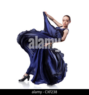 young woman dancing flamenco isolated on white Stock Photo