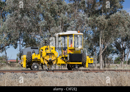 Railway sleeper replacement machinery Stock Photo