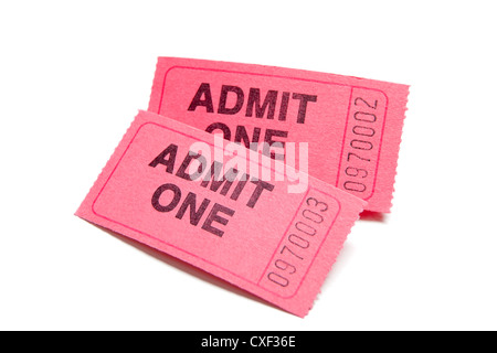 Two admission tickets on a white background Stock Photo
