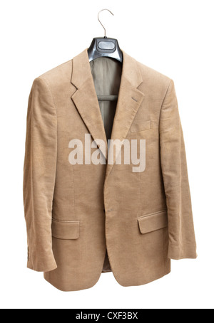 beige jacket on hanger Stock Photo
