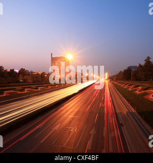 traffic at dusk in rush hour Stock Photo