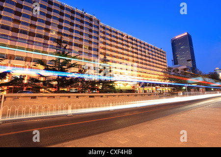 modern beijing street traffic at dusk Stock Photo