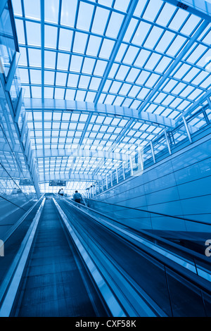 escalator in modern interior airport Stock Photo