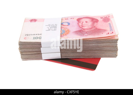 yuan and bank book Stock Photo