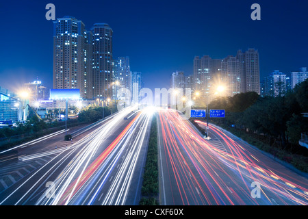 urban transport at night Stock Photo