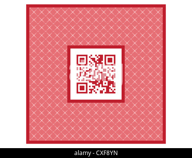 postcard with QR code Happy Valentines Day illustration Stock Photo