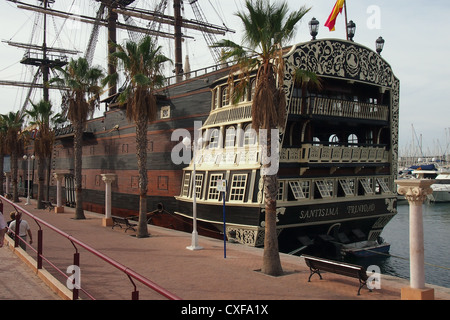 A replica of the Spanish war ship Santisima Trinidad in the Harbour Alicante Spain Stock Photo