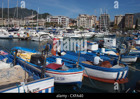 The Harbour in Salerno on the Amalfi coast in Southern Italy Stock Photo