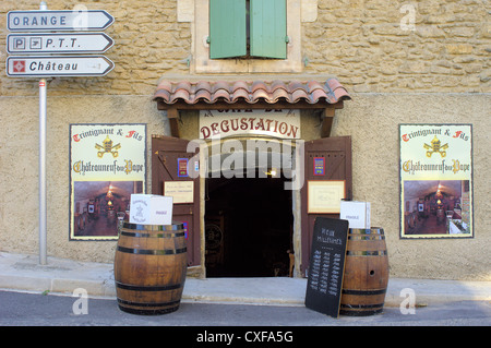 Wine shop cave Chateauneuf du Pape Provence France Stock Photo