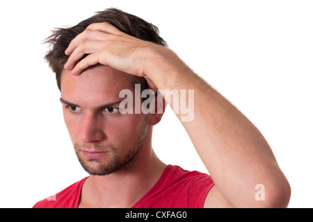 Young European Man very stressed Stock Photo