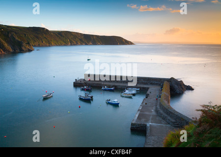 Gorran Haven; pier and boats; Cornwall; UK Stock Photo