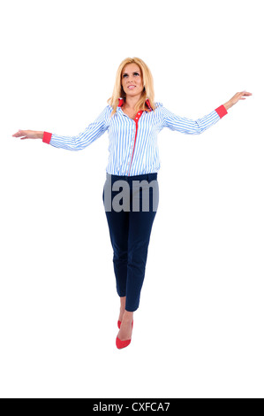 Isolated young business woman walking Stock Photo - Alamy