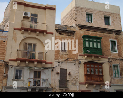 Interesting houses in Valletta Stock Photo