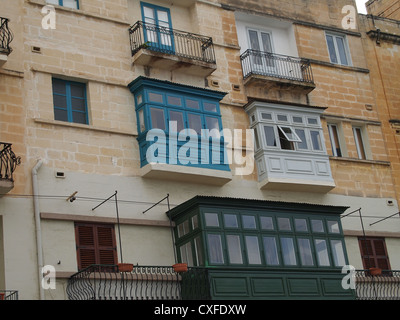 Nice balconies in Valletta Stock Photo