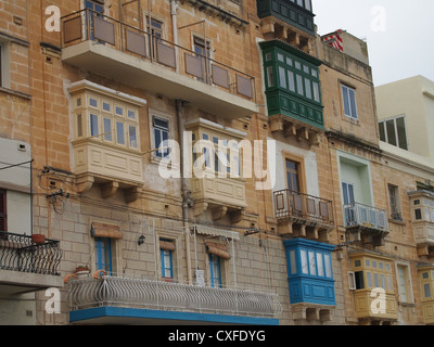 Interesting houses in Valletta Stock Photo