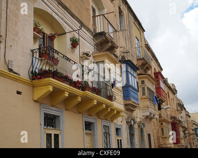 Nice balconies in Valletta Stock Photo