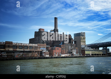 The historic Domino Sugar factory in Williamsburg, Brooklyn NYC, erected more than 150 years ago. Stock Photo