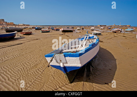 fishing boat on the beach of La Caleta Cadiz Andalusia Spain barca de pesca en la playa de la caleta cadiz andalucia españa Stock Photo