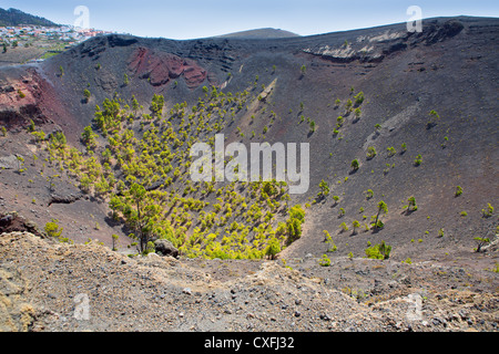 Crater in La Palma San Antonio volcano Fuencaliente at Canary islands Stock Photo