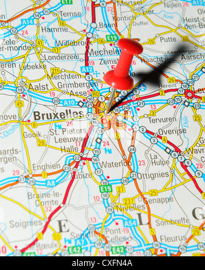 Bruxelles, Belgium on map Stock Photo