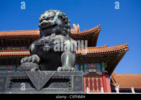 Lion statue in Forbidden City. Stock Photo