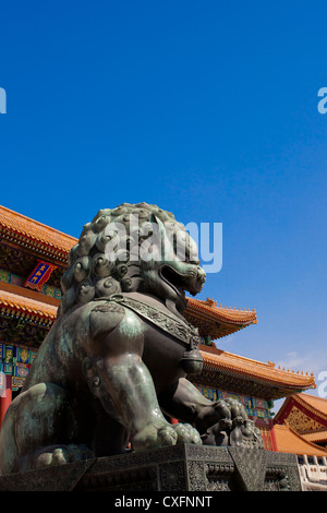 Lion statue in Forbidden City. Stock Photo