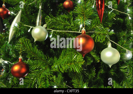 Abstract adornment Christmas tree at night Christmas day. Stock Photo