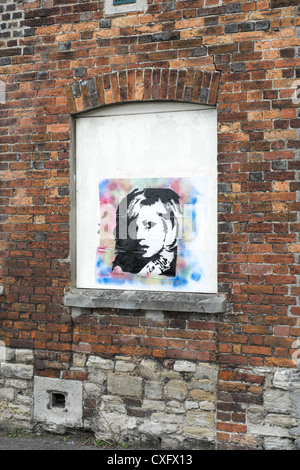 Street art poster of a womans face Stock Photo