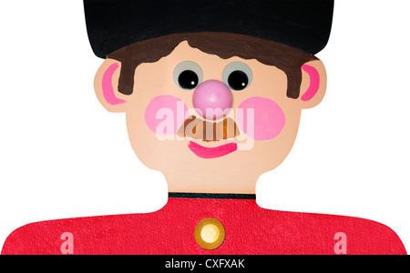 Life Size Wooden Toy Soldier Face Close-Up Stock Photo