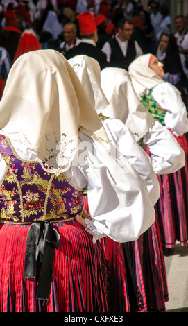 Women wearing a traditional Sardinian costume at the religious feast Sagra del Redentore Nuoro Sardinia Italy Stock Photo