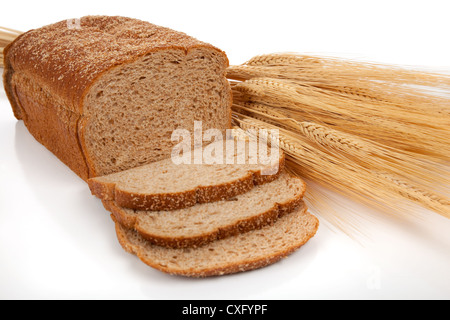 Loaf of wheat bread with a shock of wheat Stock Photo