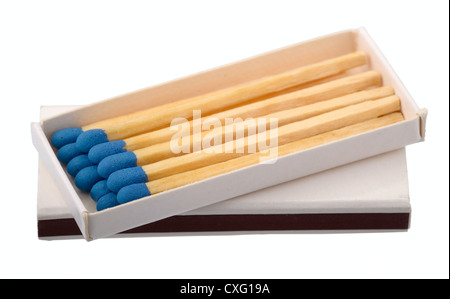 Open box of matches, isolated on a white background Stock Photo
