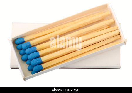 Open box of matches, isolated on a white background Stock Photo