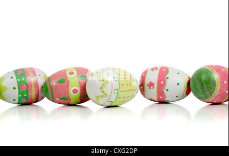 row of brightly colored Easter eggs Stock Photo