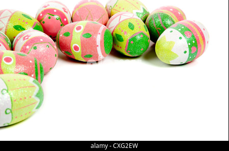 Brightly colored decorated Easter eggs Stock Photo