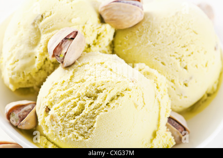 Lemon ice cream scoop decorated with mint leaves isolated on white  background Stock Photo - Alamy