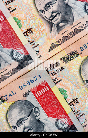 Indian thousand rupee notes Stock Photo