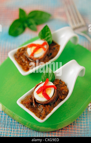 Tomato paté and olives. Recipe available. Stock Photo