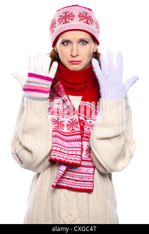 Portrait of a sad girl in gloves Stock Photo