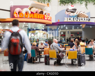 Food Court, Newark Liberty International Airport, Newark, New Jersey, USA Stock Photo