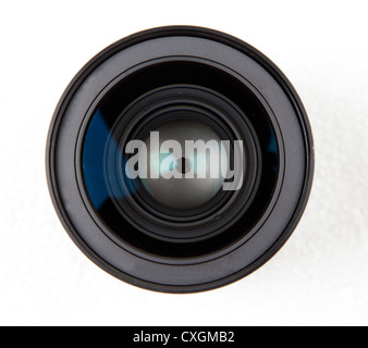 Camera lens zoom in closeup Stock Photo