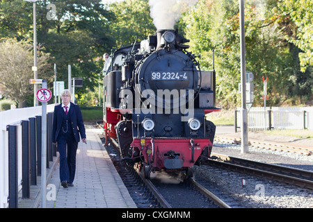 Steam locomotive. The Molli bahn at Bad Doberan - Germany Stock Photo