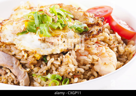 Nasi Goreng with fried egg and chicken Stock Photo