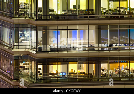 Empty Office Building at Night Stock Photo