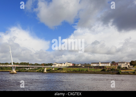 Peace bridge over River Foyle from west to former Ebrington Barracks on east side of Derry city Co Londonderry Northern Ireland Stock Photo