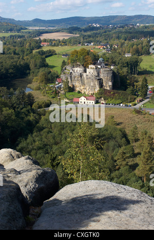 rocky castle Sloup, Novy Bor, Czech Republic Stock Photo