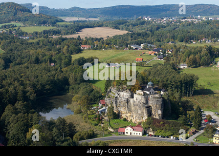 rocky castle Sloup, Novy Bor, Czech Republic Stock Photo