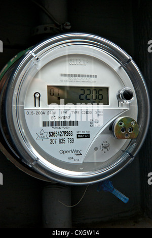 BC Hydro Centron digital solid state wireless transmission household electricity use smart meter Stock Photo