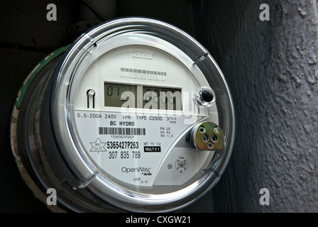 BC Hydro Centron digital solid state wireless transmission household electricity use meter Stock Photo