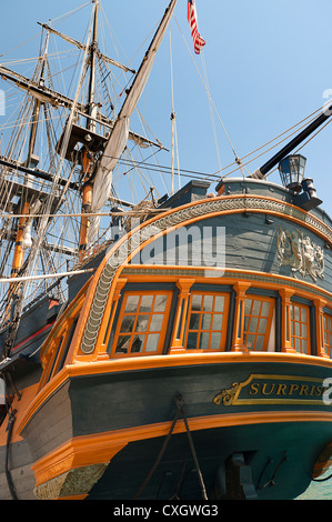 HMS Surprise used in the film Master and Commander in the Tall Sailing Ships in Harbour of San Diego California USA Stock Photo